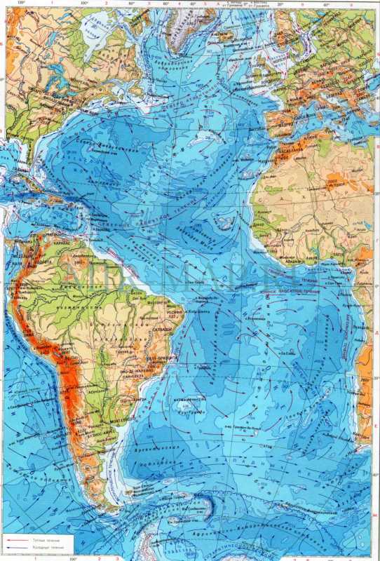 Атлантический океан карта