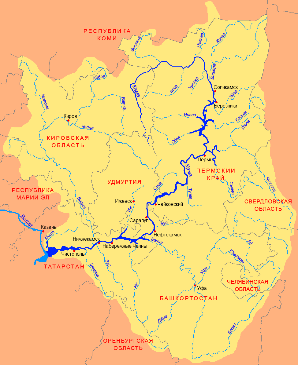 Река Чусовая карта
