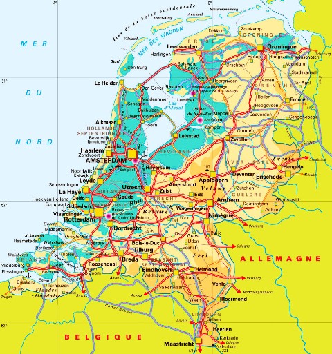 Подробная карта Нидерландов с городами.