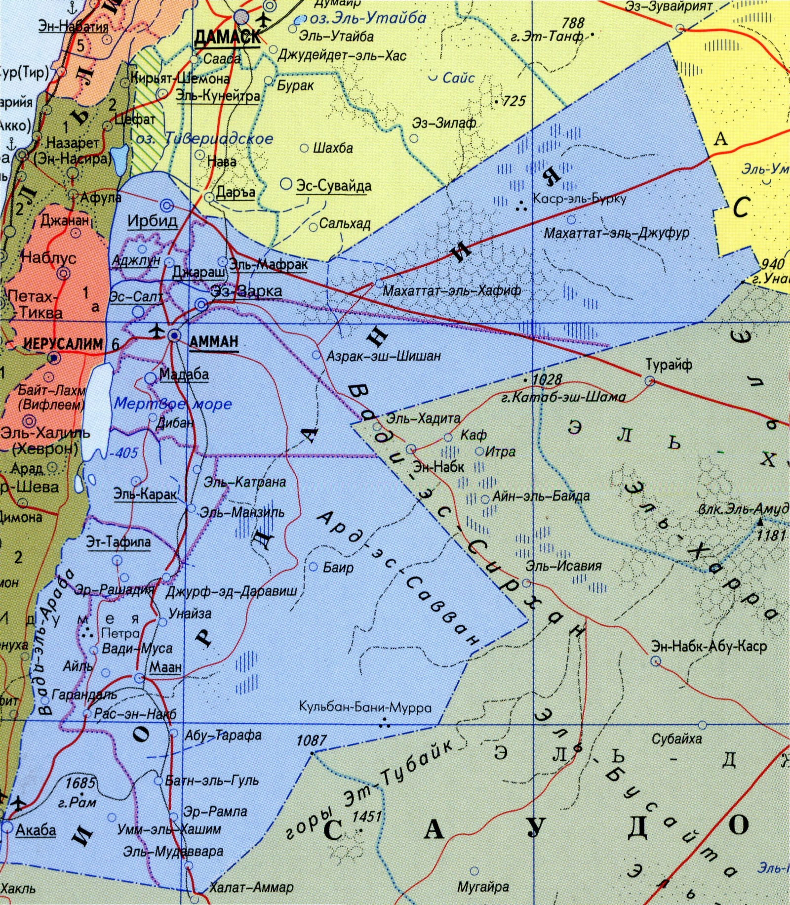 Карта Иордании на русском языке. Иордания на карте мира. - webmandry.com