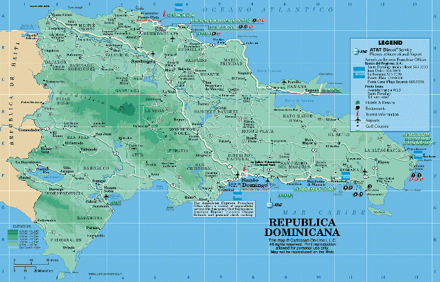 Туристическая карта Доминиканской республики.