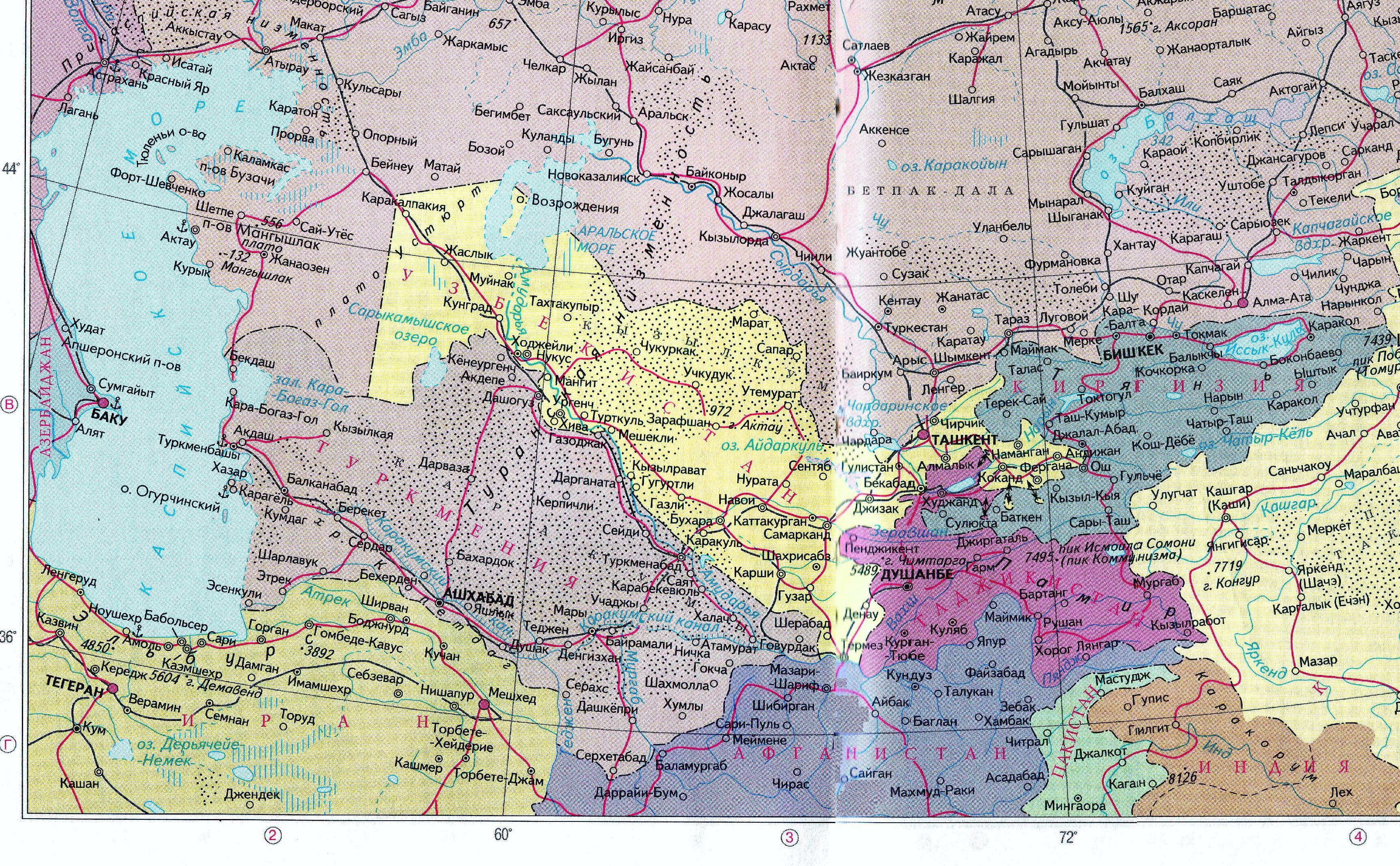 Карта Узбекистана Фото