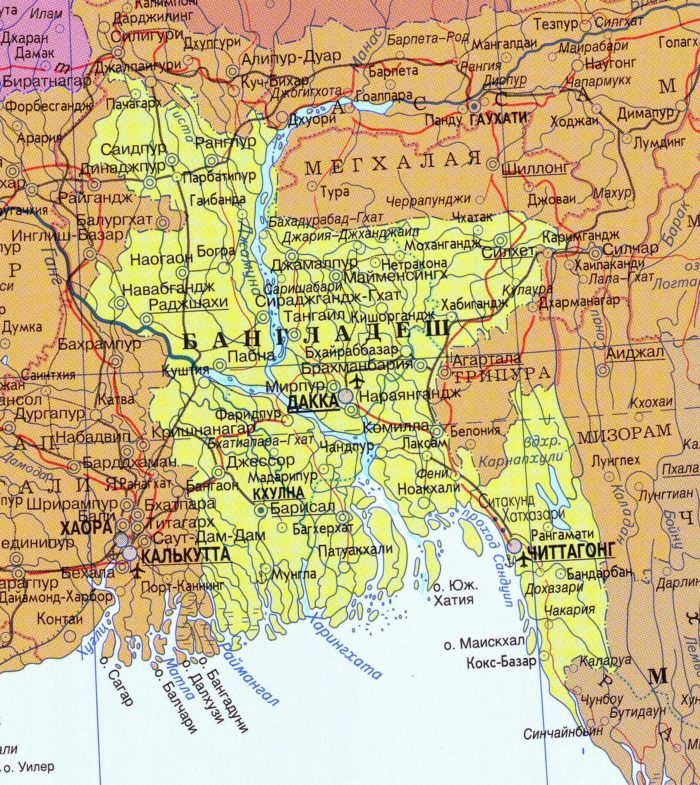 Подробная карта Бангладеша