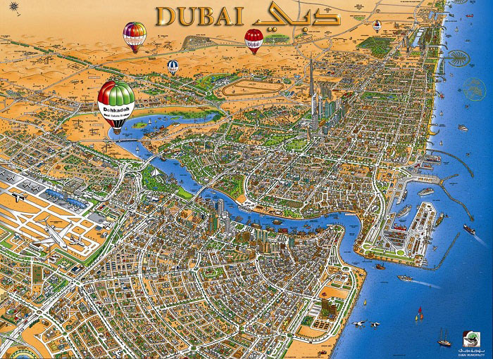 Интересная объемная карта Дубая. Больше карт в конце статьи.  