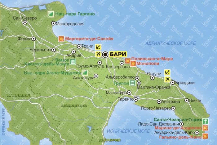 карта побережья Апулии