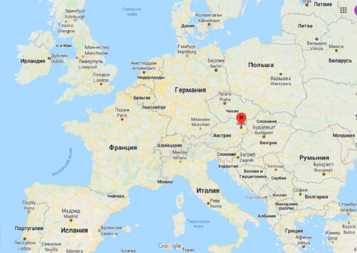 Вена на карте Австрии